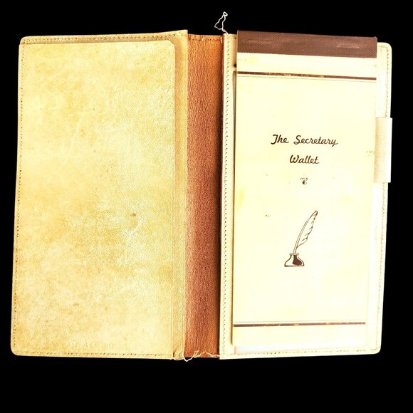 Handbags - Vintage Leather Secretary Wallet Journal With Pen Holder Carbon Paper Insert